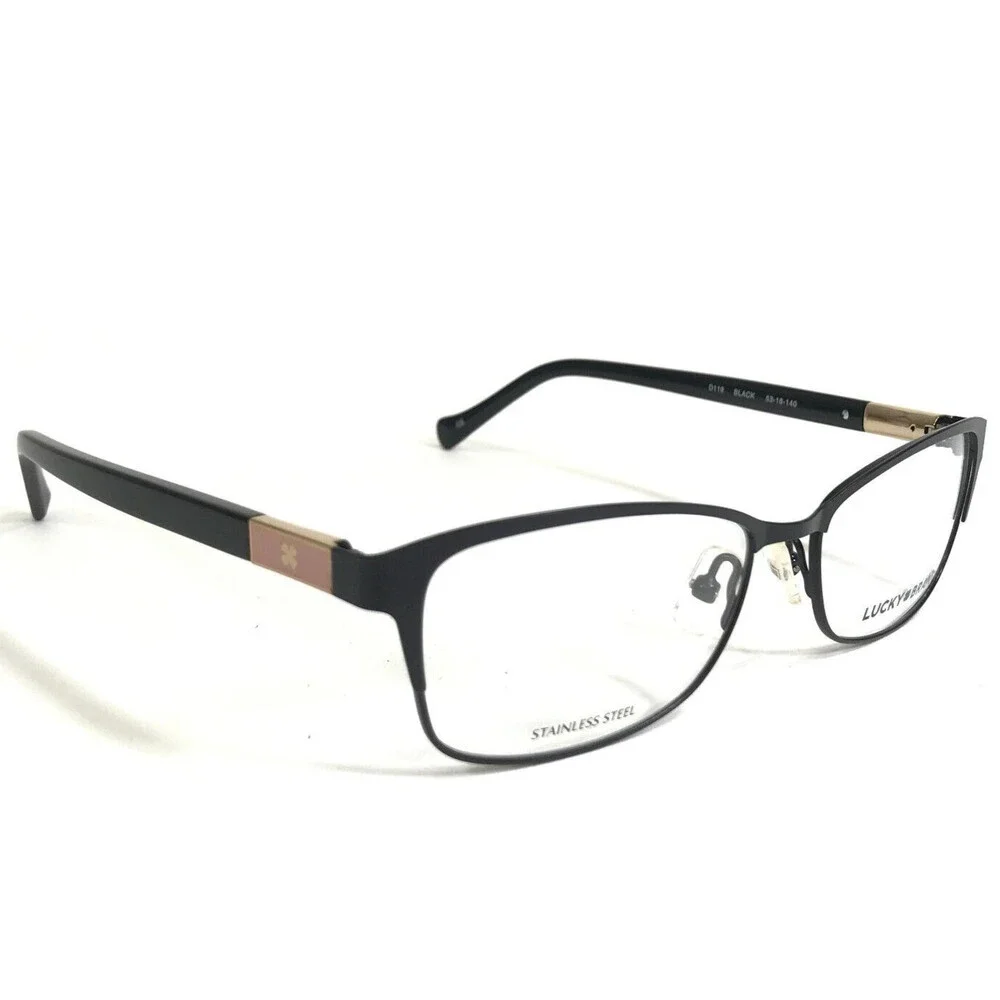 Lucky Brand Eyeglasses Frames D119 BLACK Gold Pink Cat Eye Wire Rim 53-16-140
